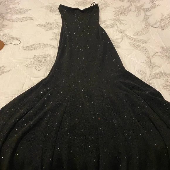 jessica mcclintock mermaid dress Jessica McClintock for Gunne Sax 1990s Black Polka Dot Mermaid Gown with Rose Choker